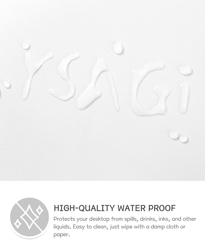 YSAGi Non-Slip Leather Desk Pad, Waterproof Laptop Computer Desk Keyboard Mat, Table Protector Blotter Mat, Large Mouse Pad for Office/Work/Home/Decor(White, 31.5" x 15.7")