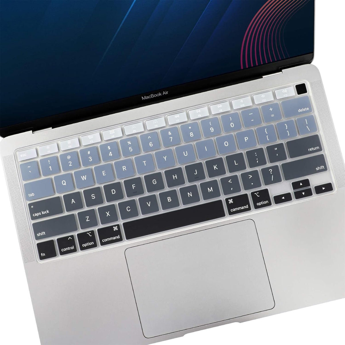 Allinside Silicone Keyboard Cover for New MacBook Air 13 inch A2179 Released in 2020 with Touch ID and Retina Display US Version, Ombre Gray