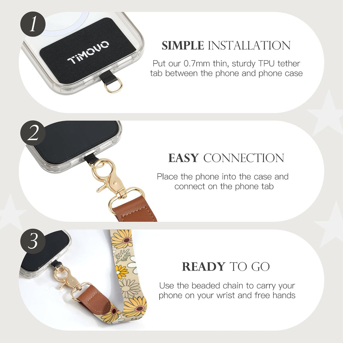 TiMOVO Phone Lanyard Crossbody Wrist Strap, Adjustable Anti-Theft Strap for Smartphone Case