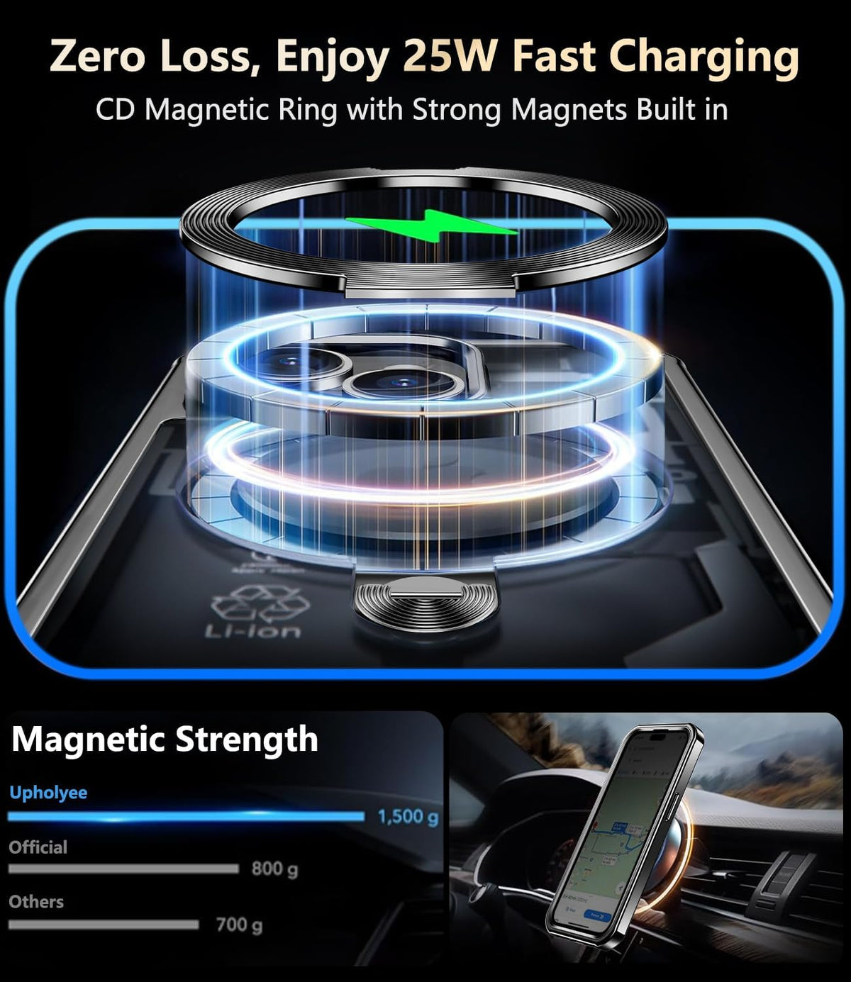 [360° Rotatable CD Stand & Built-in Privacy Screen Magnetic Case for iPhone 13 [Compatible with MagSafe & Full Signal] Mil-Grade Shockproof Full Body Anti-Spy Cover for 13-Black
