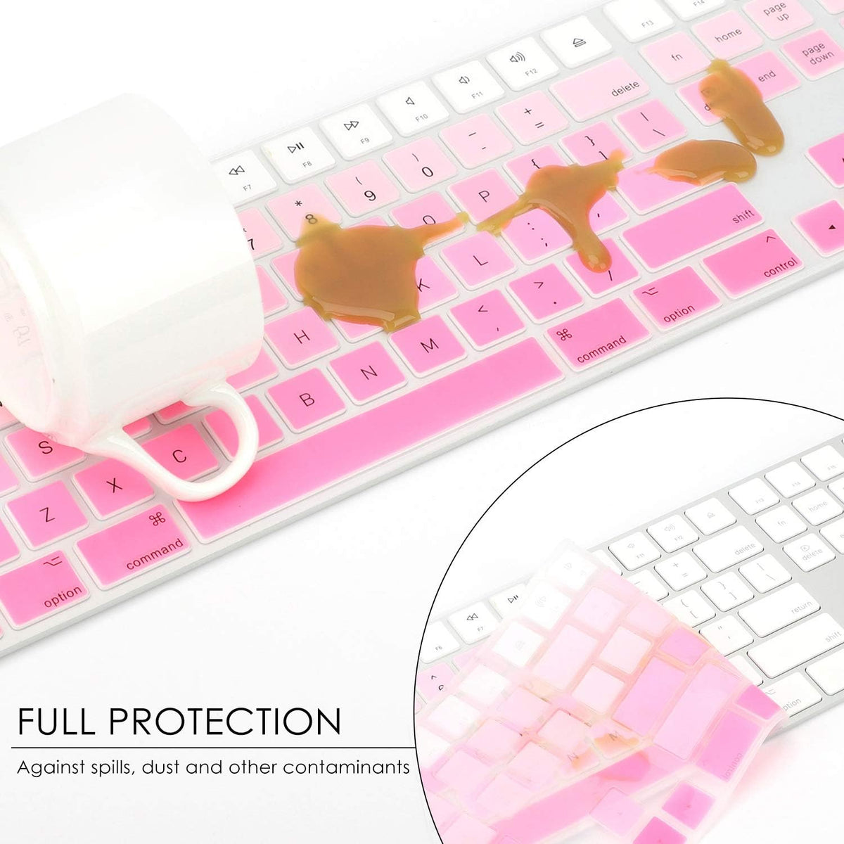 Allinside Ombre Pink Cover for Apple iMac Magic Wireless Keyboard with Numeric Keypad MQ052LL/A A1843 US Layout