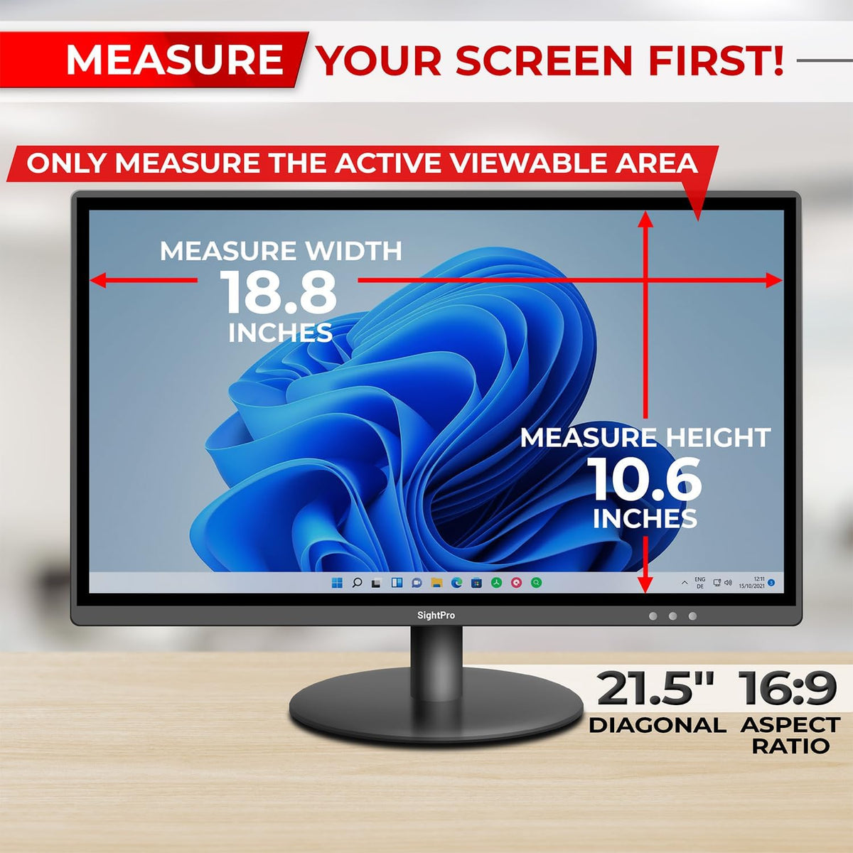 21.5 Inch 16:9 Computer Privacy Screen Filter for Monitor - Privacy Shield and Anti-Glare Protector