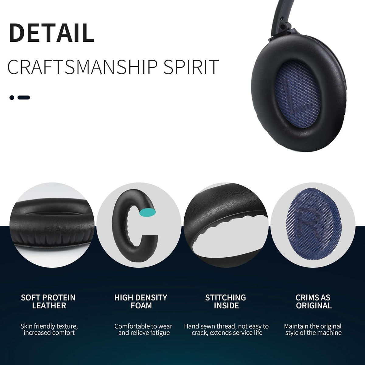 Ear Pads for Bose QC35: Durable Comfortable Noise Cancellation Replacement Cushion Earpads for Bose Quitecomfort 35 QC35 QC35 ii Headphones with Good Audio Quality