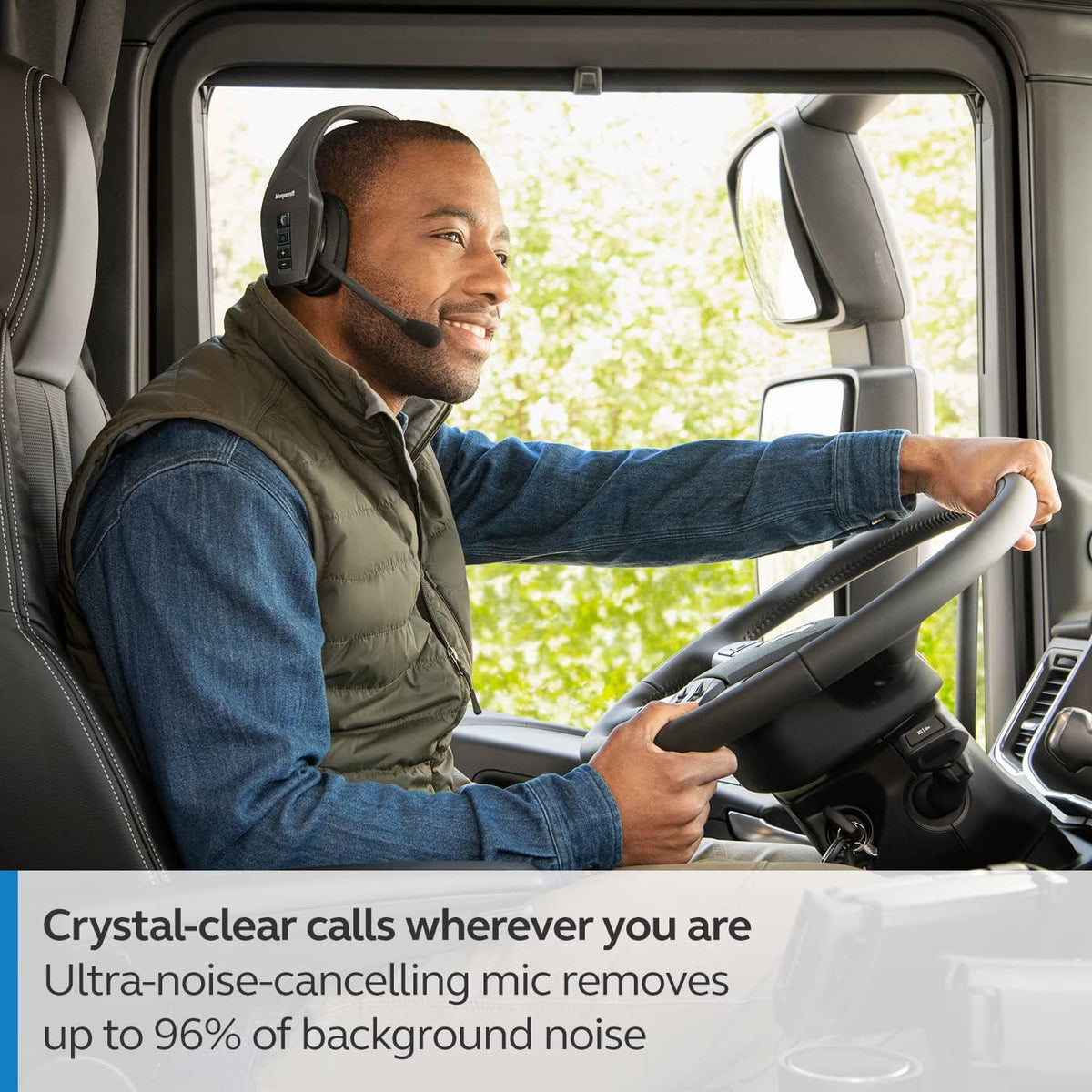 BlueParrott B650-XT Mono Bluetooth Wireless Headphones 96% Noise Canceling Over Head Trucker Headset with Mic, 100% Voice Control, IP54-Rated Protection, Active Noise Cancellation, 36 hrs. Talk Time