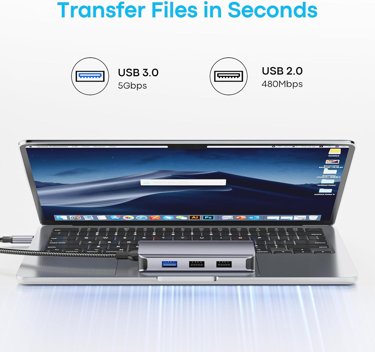 USB C Docking Station Dual Monitor with 2 HDMI, 6-in-1 USB C Hub, Laptop Docking Station with 4K HDMI, 3 USB-A, 100W PD Charging, Thunderbolt Dock Compatible with Dell, HP, Lenovo, Surface