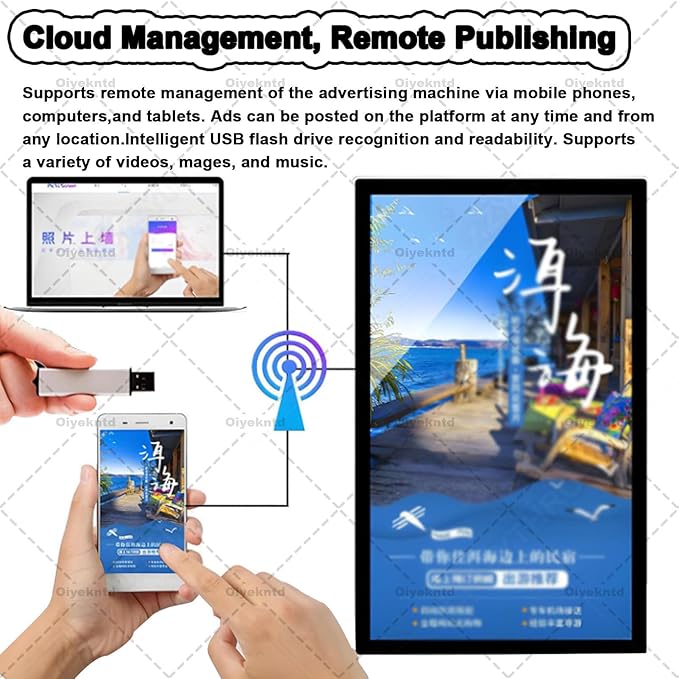 Outdoor Digital Signage Displays Wall Mount Commercial Digital LCD Billboard IP65 Waterproof for Restaurant/Bar/Food Truck/Store Remote Release/USB Release 27in