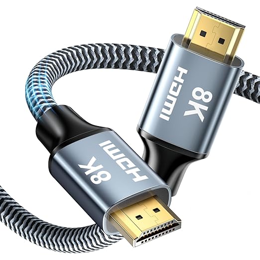 CABNEER 8K HDMI Cable 30 ft, 48Gbps High Speed HDMI 2.1 Cable, Braided HDMI Cable 2.1 8K 60Hz 4K 120Hz Support for HDR eARC HDCP 2.2/2.3, HDMI Cord Compatible with HDTV, Laptop, Monitor, PC