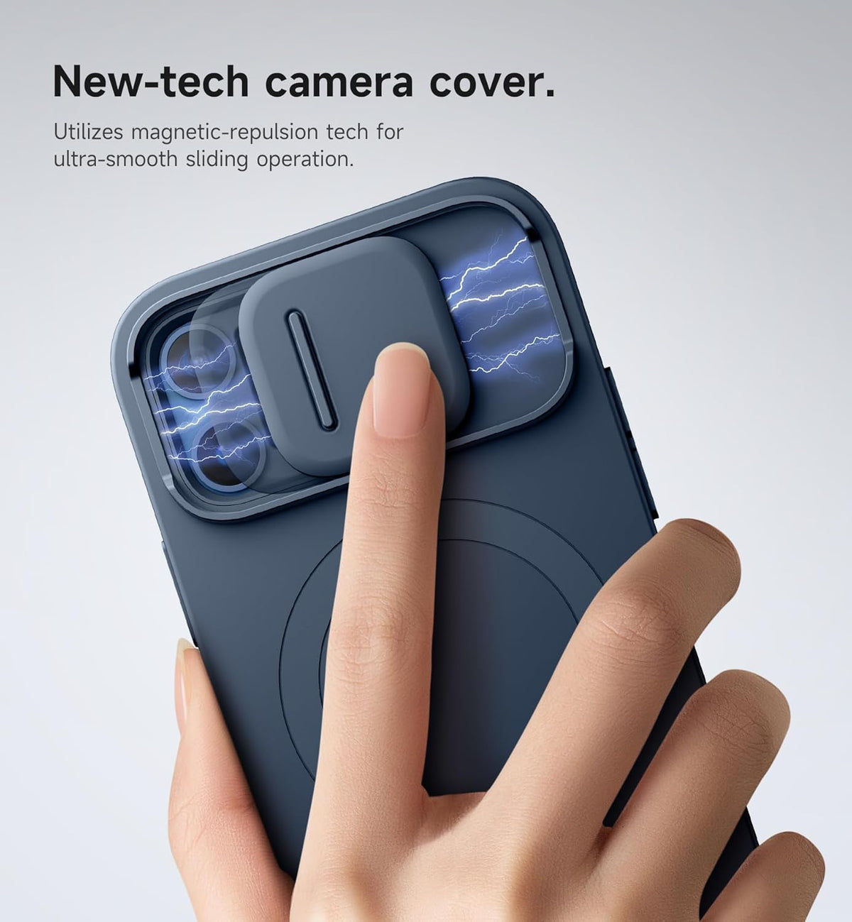 SURITCH for iPhone 12/12 Pro Case with Magnetic Camera Slide Cover and Adjustable Kickstand, Compatible with MagSafe, Shockproof Bumper Case Slim Protective Cover for iPhone 12/12 Pro 6.1 Inch, Blue