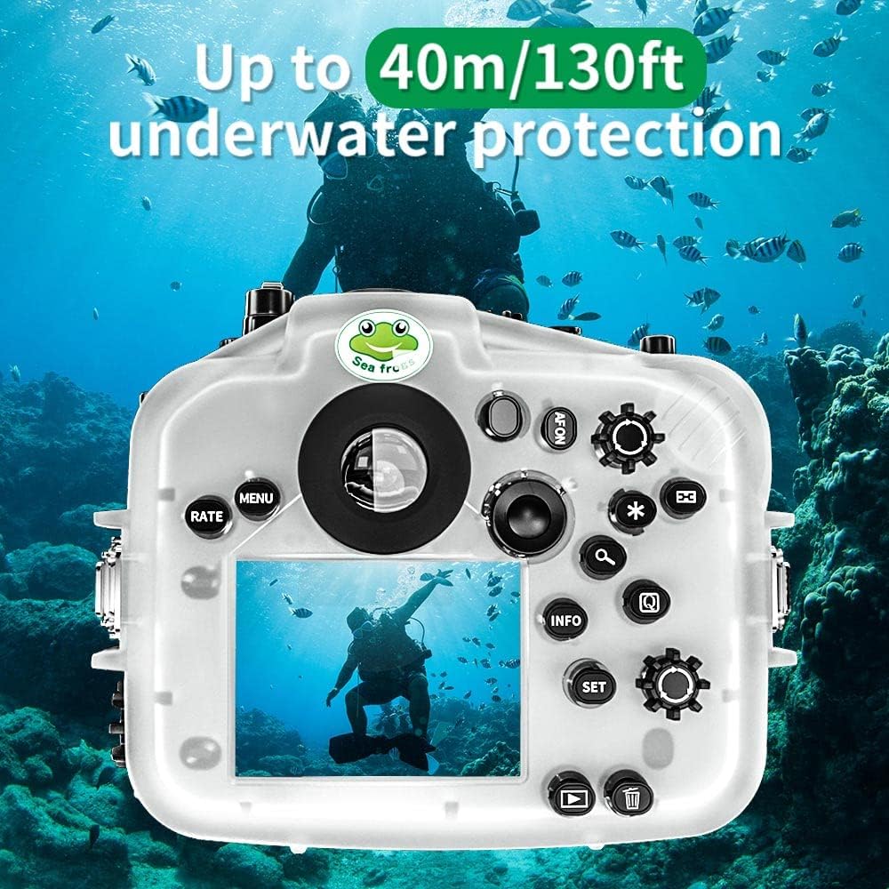 Sea frogs Underwater Camera Case Compatible with Canon EOS R6 17-40MM f/4L IPX8 60m/197ft Maximum Diving Depth Waterproof Camera Housing for Diving, Surfing, Rowing, Skiing