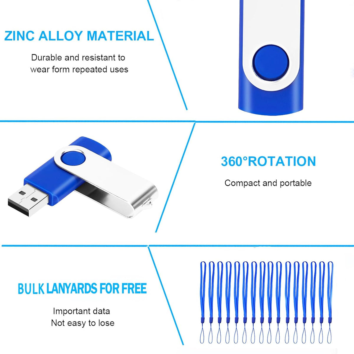 200 Packs of 16GB Flash Drives Bulk EASTBULL Flash Drives Pack 16GB USB2.0 Thumb Drives Bulk with Strings (200PCS)