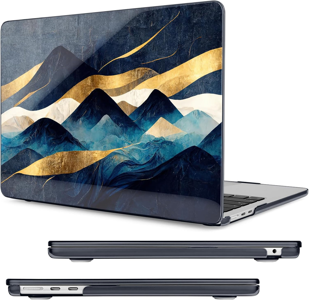 Compatible with MacBook Air 13.6 inch Case, M4 A3240/M3 A3113/M2 A2681 (Released 2025 to 2022), Hard Shell, Keyboard Cover, Screen Protector, Webcam Cover & Type-C Adapter, Mountain