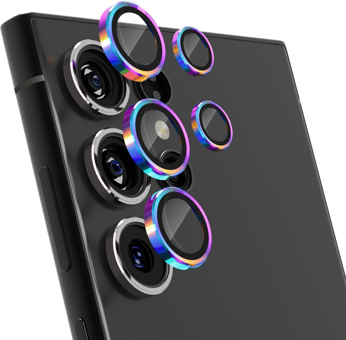 For Samsung Galaxy S23 Ultra Camera Lens Protector, Individual Lens Protector, Ultra HD 9H Tempered Glass Screen Protective Cover, Anti-scratch, Military Grade Drop Protection 2 Set. (Colorful, S23 Ultra)