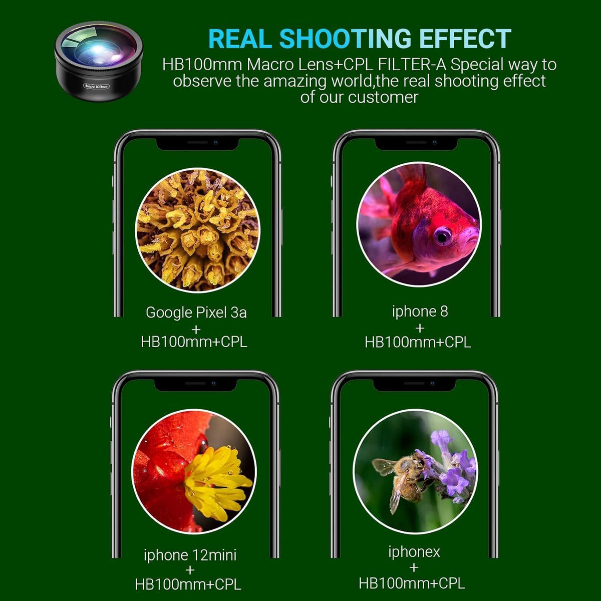 MIAO LAB 10X Macro Lens + CPL Filter Kit with Universal Clip for iPhone 16/15/14/13 Pro, Samsung & Android Phones