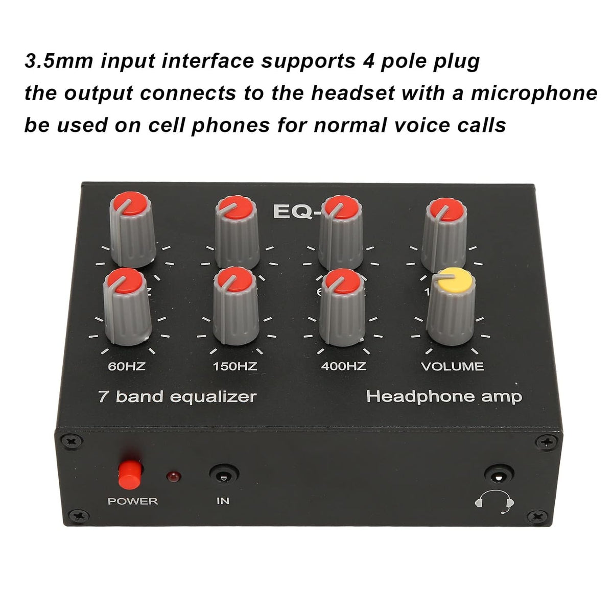 7 12dB 3.5mm Band Sound Equalizer, Output Input, High Bass Adjustment, Two Channel Digital Equalizer, Interface