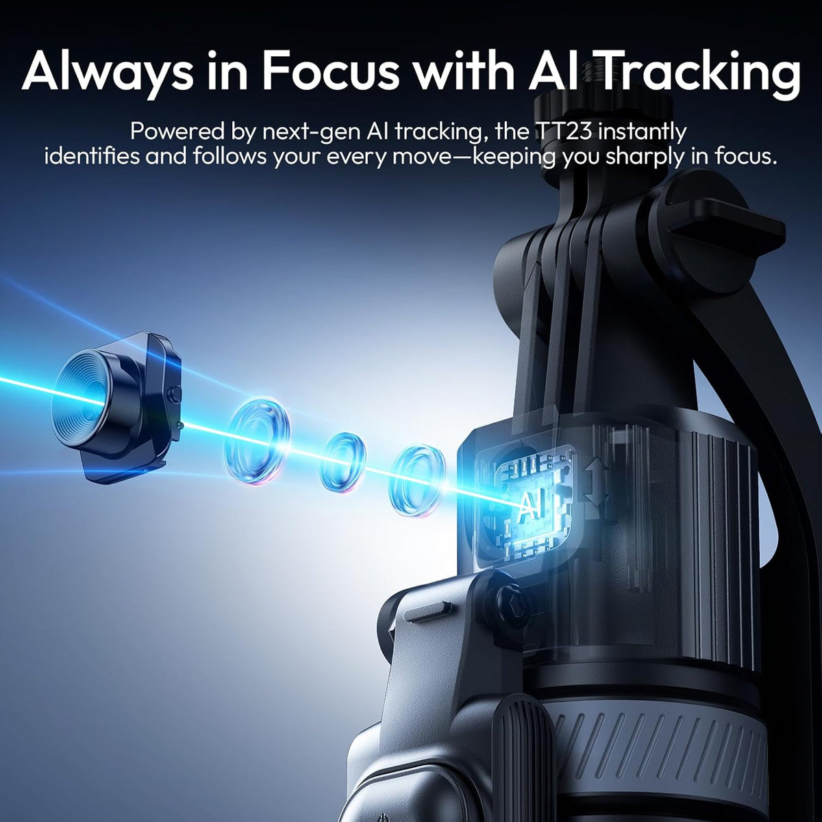 ULANZI TT23 64" Auto Face Tracking Tripod for iPhone/Android with Remote, 360°Rotating Selfie Stick That Follows Your Movement, Facial Recognition Tripod for iPhone/Android/Camera/GoPro