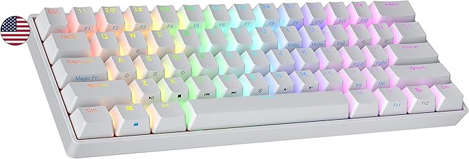 Ranked N60 Nova 60% Form Factor | Hot Swappable Mechanical Gaming Keyboard | 61 Keys Multi Color RGB LED Backlit for PC/Mac Gamer (White Gateron Pro Yellow)