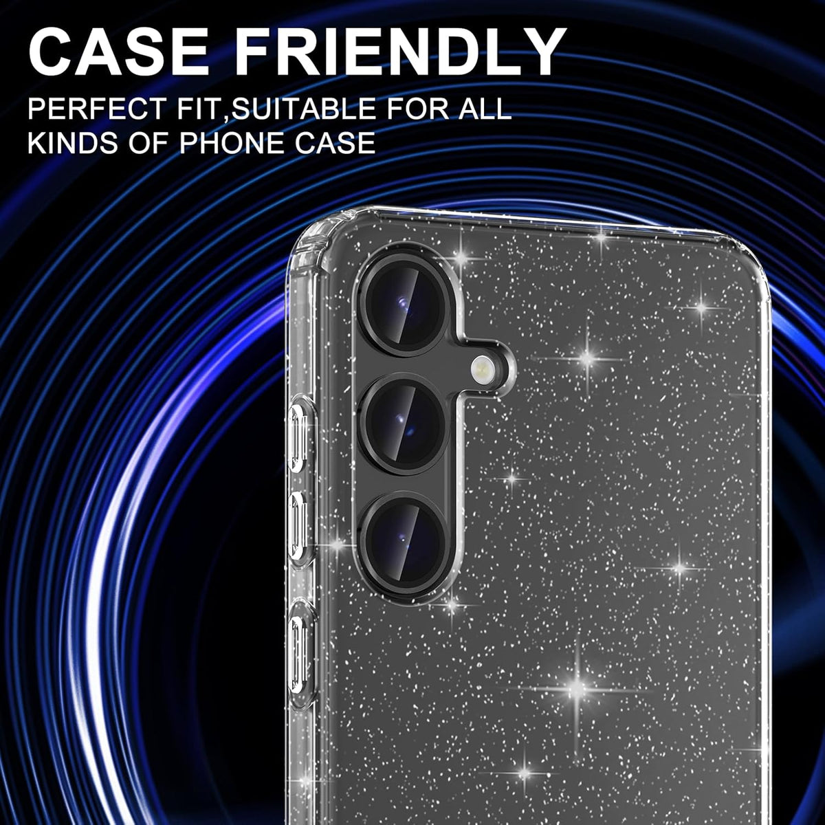 for Samsung Galaxy S24 FE Camera Lens Protector, Individual Metal Ring Tempered Glass Lens Cover, [Strong Adsorption] Scratch Resistant Ultra-Thin HD Clear Lens Cover, 1 Set-Black