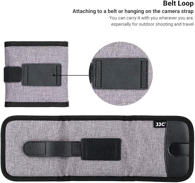 3 Pockets Camera Filter Case for Filter Up to 82mm (fits 82mm 72mm 67mm 62mm 58mm 55mm 52mm 49mm 46mm 43mm 40.5mm 37mm) with Microfiber Cleaning Cloth,Belt Loop Design Compact Lens Filter Pouch Wallet