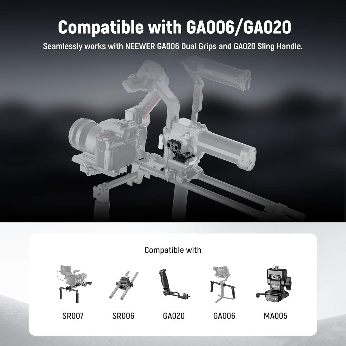 NEEWER Mount Adapter for RS3 & RS4, Arca Type Quick Release Plate with NATO Rail Compatible with DJI RS 3 RS 4 Gimbal Stabilizer Compatible with SmallRig Shoulder Rig V Mount Battery, GA030