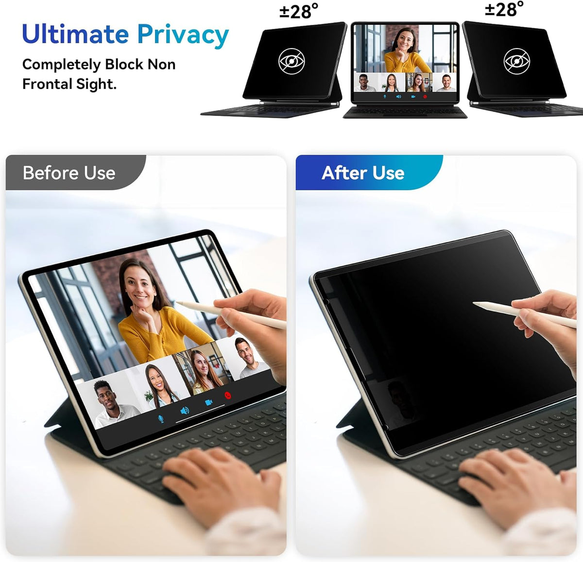 Magnetic Privacy Filter Compatible with iPad Pro 11 Inch 5th (2024, M4), Removable Anti Glare Blue Light Matte Privacy Screen Protector