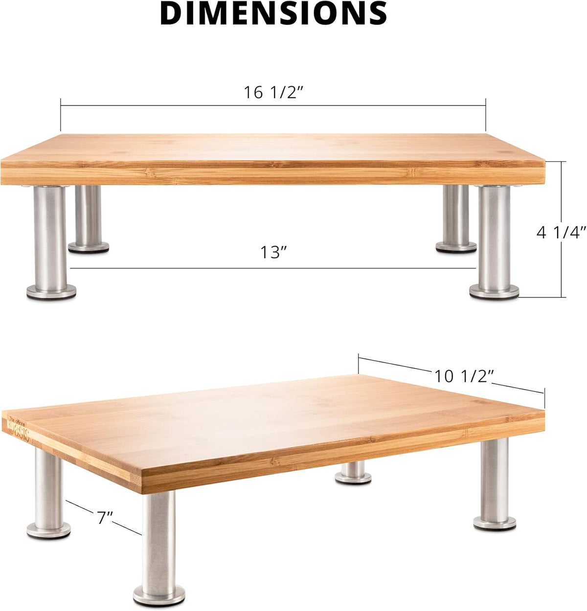 The Original Bamboo Monitor Stand (As Seen On PBS) - Monitor Riser for Computer Screen or Laptop - Desk Shelf Adds Storage Space & Improves Ergonomics - Natural