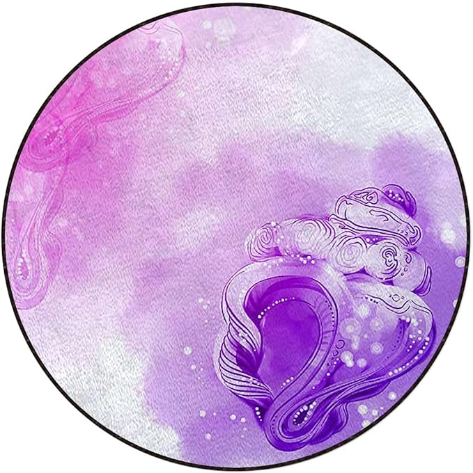 Violet Round Office Chair Mats Home Rolling Gaming Chair Mat Anti-Slip Hardwood Floor Mats Carpeted Floor Protector Mats Flourish Vision Petals Dreamlike Print Diameter 47.2 in