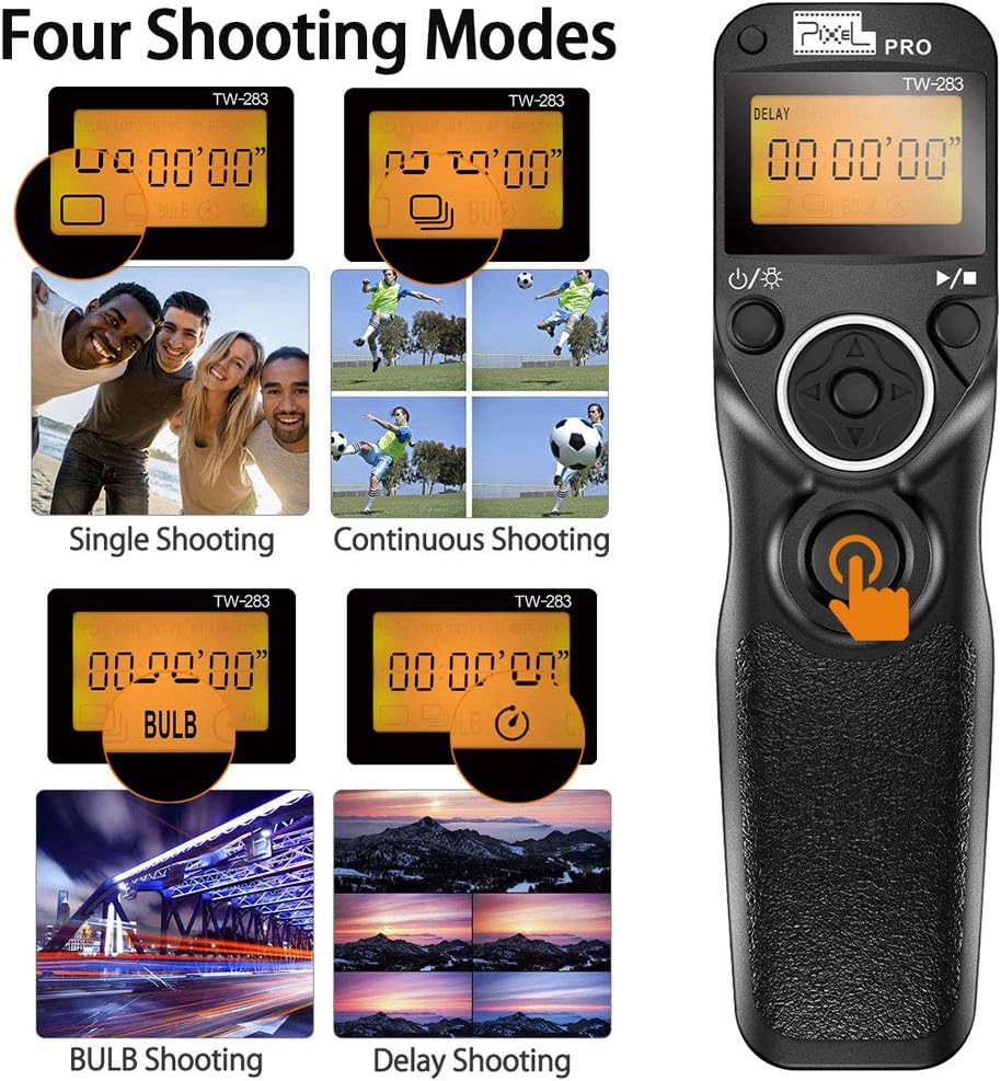 Remote Control Compatible for Sony, Pixel Wireless Shutter Release Cable TW-283 S1/S2 Timer Remote Control Compatible for Sony Alpha A100 A350 A450 A550 A560 A9 A99 A77 A7RII A7