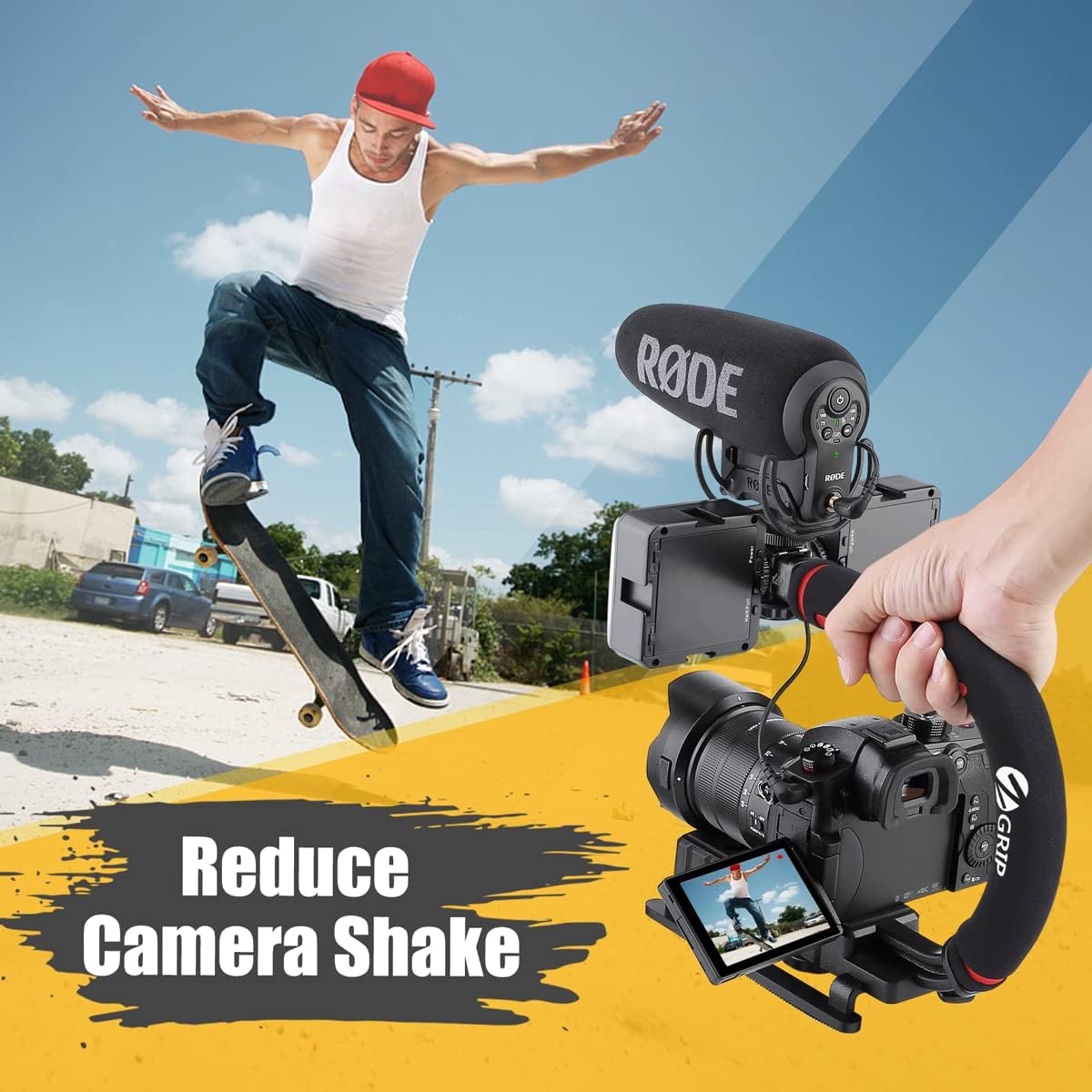 Zeadio Video Action Stabilizing Handle Grip Handheld Stabilizer with Cold-Shoe Mount for All DSLR Camera Camcorder