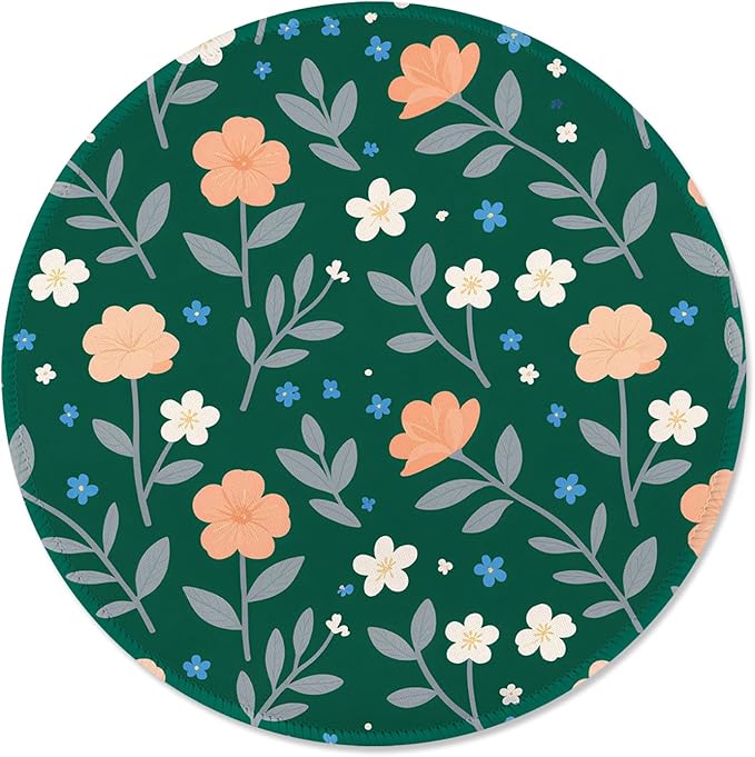 ITNRSIIET Mouse Pad Non-Slip Rubber Base Smooth Surface Stitched Edges Waterproof Durable Compatible with All Mice for Office & Gaming, Desk Accessory, Diameter 8.7 inch, VintageBloom