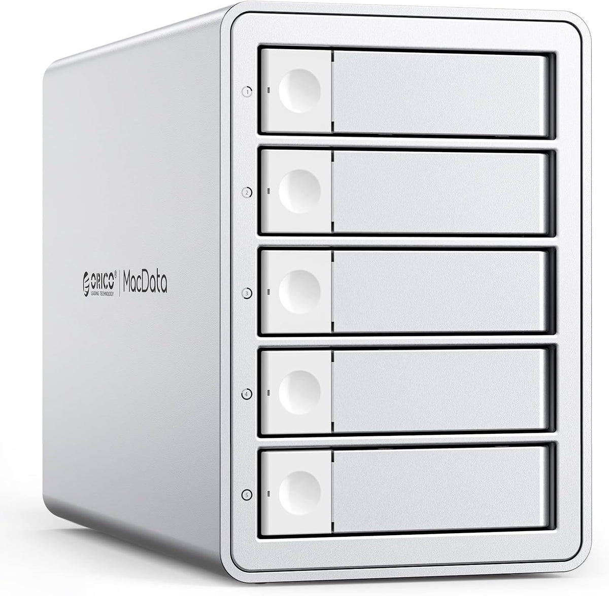 ORICO Daisy-Chain 5-Bay Hard Drive Enclosure External USB 3.2 Gen 2 Aluminum Das Enclosure Support 22TB and Expansion Max Up to 330TB for 3.5-inchs HDD -9958C3