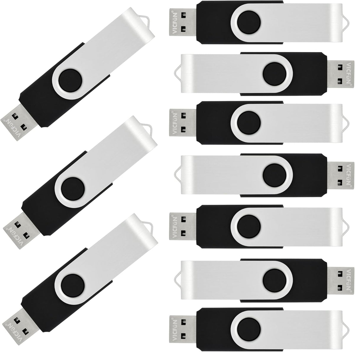 10 Pack 16GB USB Flash Drives 16GB Flash Drive Pack USB 2.0 Swivel USB Thumb Drives, Black