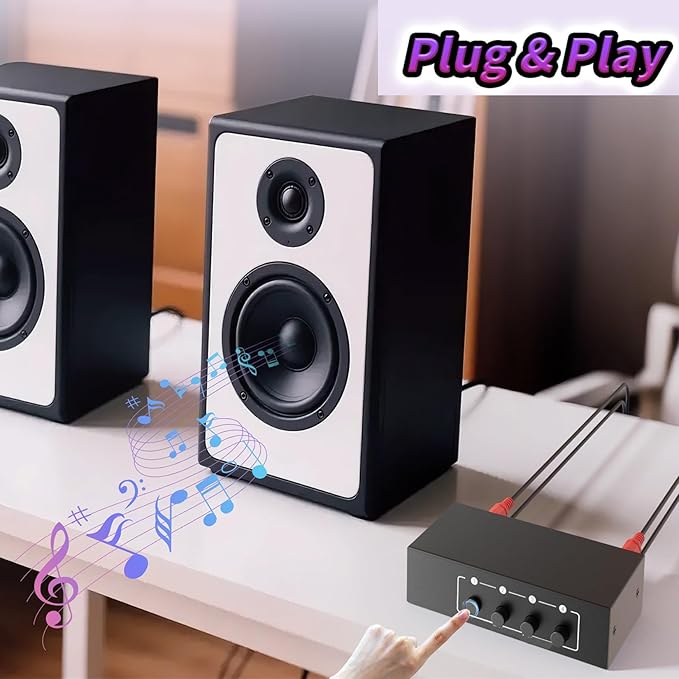 4-Way RCA L/R & 3.5mm Stereo Audio Splitter 1 in 4 Out