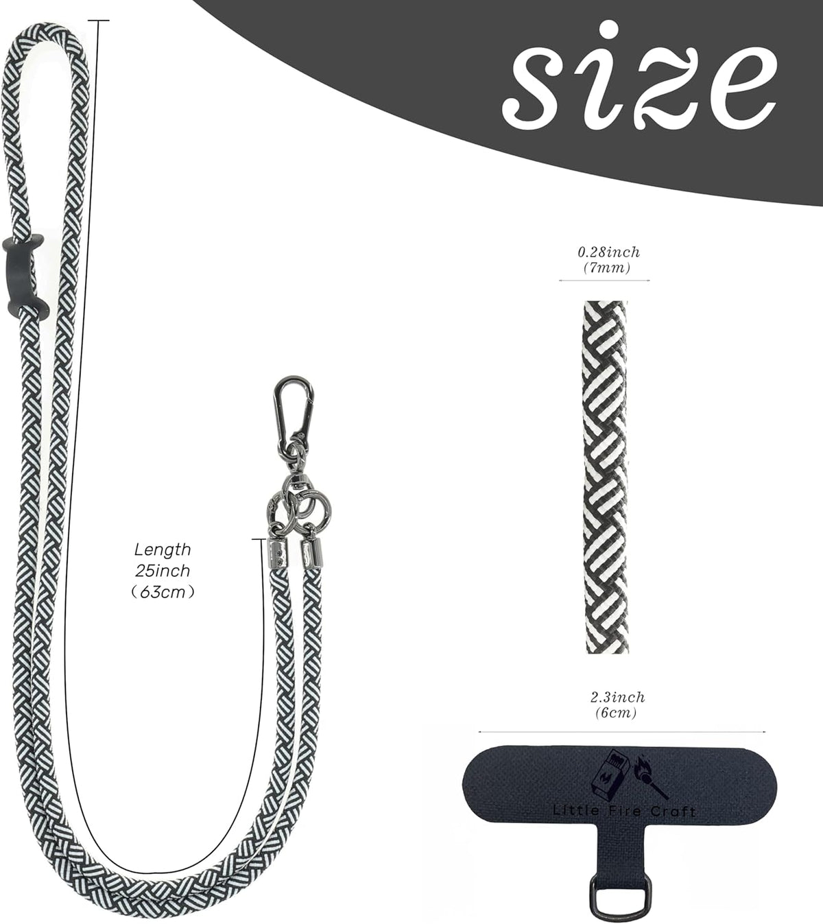 Phone Lanyard Universal Cell Phone Strap Crossbody Strap for iPhone Lanyard Around the Neck Extra Long Rope with Tether Tab for Men and Women (Zebra Black)
