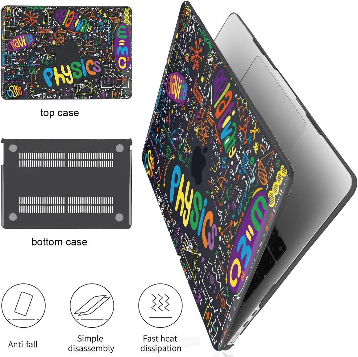 Compatible with MacBook Air 13.6 Inch Case A3240 M4 A3113 M3 A2681 M2 Chip 2025 2024 2023 2022 Release, Crystal Black Pattern Plastic Hard Shell Cover for Mac 13.6 M4, Physical Chemistry