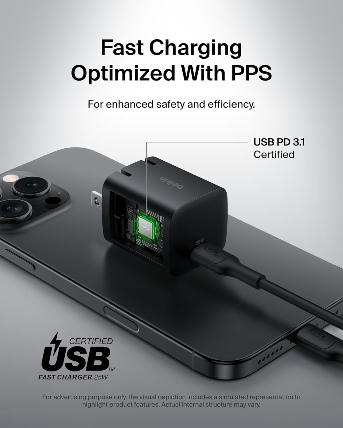 Belkin USB C Charger Block 25W (2 Pack) USB C Cable Included - PD3.0 PPS Fast Charging for Samsung Galaxy S25, S24, S23, S22, Apple iPhone 16, iPhone 15, Google Pixel 9, Nintendo Switch, etc - Black