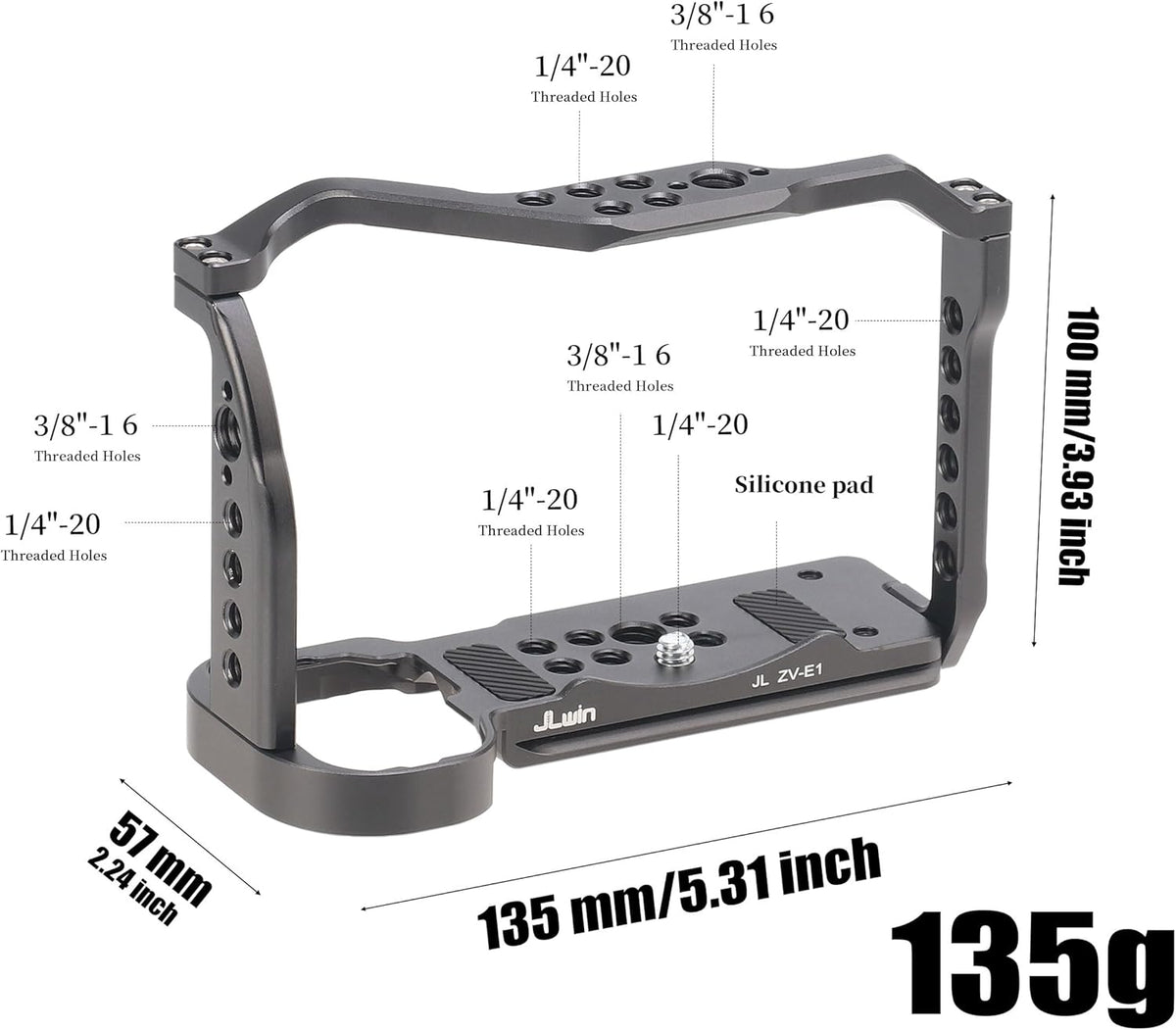 ZV-E1 Cage, Hersmay Video Stabilizer Camera Cage for Sony ZV-E1 Camera Accessories with Top Handle DSLR Rig with Cold Shoe,Handle Locating Holes,Multiple 1/4" 3/8" Screw Holes