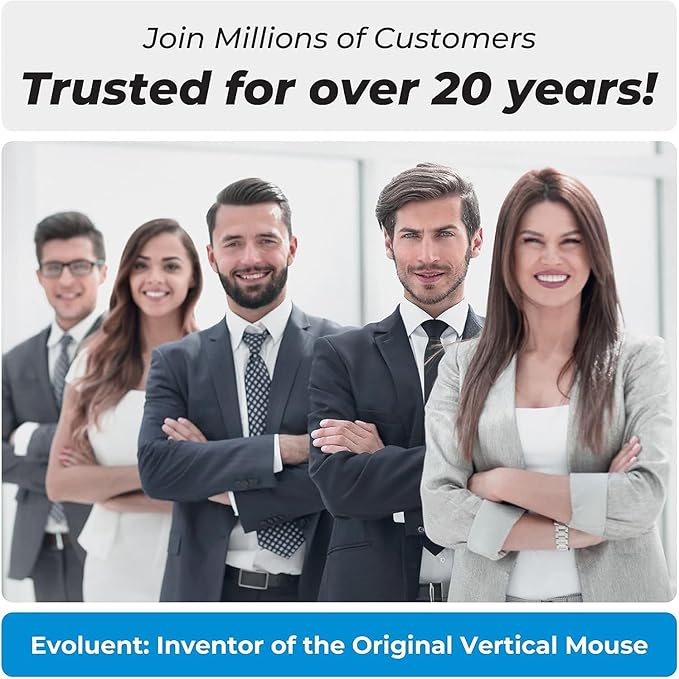 Evoluent – Inventor of The Vertical Mouse – VMDLW Ergonomic Vertical Mouse Right Hand Large USB Wireless Sculpted for Comfort Reduces Wrist Strain 4 Speeds 6 Customizable Buttons in Windows