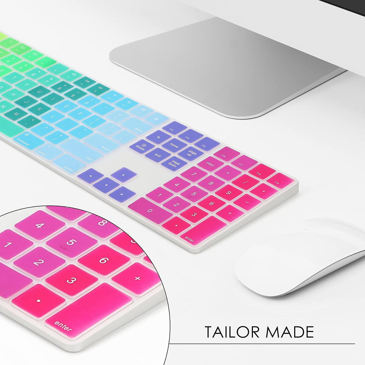 Allinside Rainbow Cover for Apple iMac Magic Wireless Keyboard with Numeric Keypad MQ052LL/A A1843 US Layout