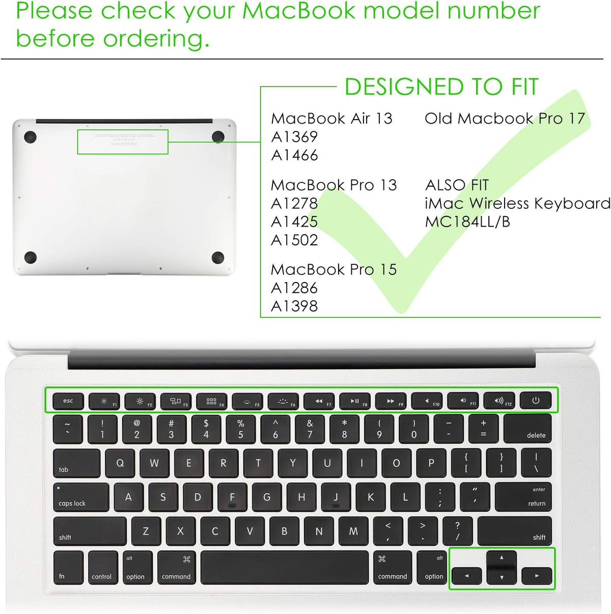 Allinside Gray Ombre Keyboard Cover Skin for MacBook Pro 13" 15" 17" (2015 or Older Version), MacBook Air 13" A1369/A1466, Older iMac Wireless Keyboard MC184LL/B