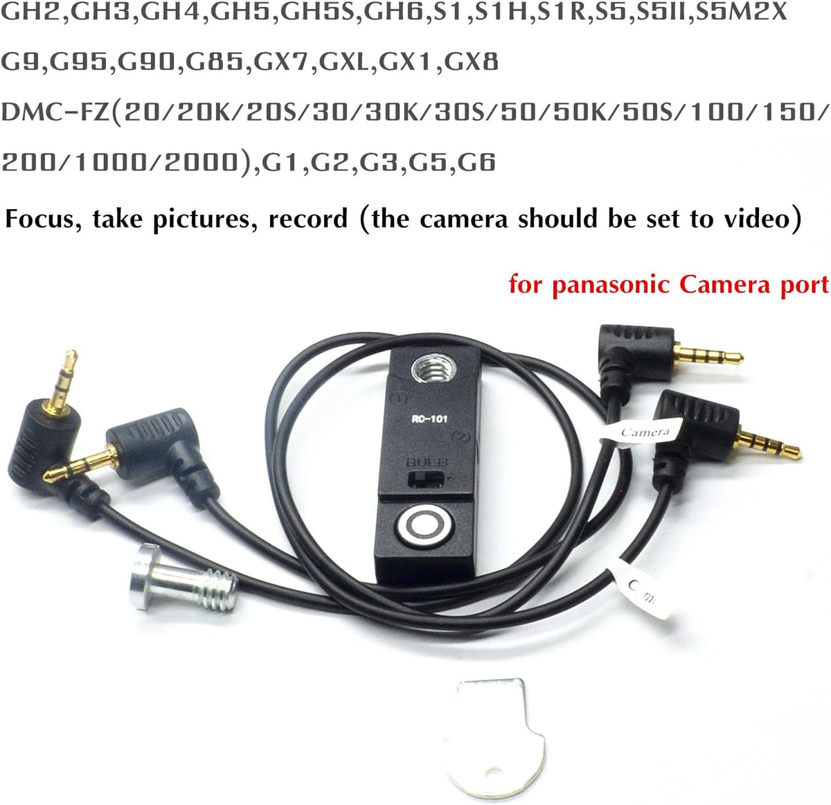 for GH Cameras Shutter Wire Remote Control RC101-L1 T0 GH5S S5 S5M2X S5II GH4 GH6 G9 G85 Remote 1/4 Screw Fixing Small Release Button Handle