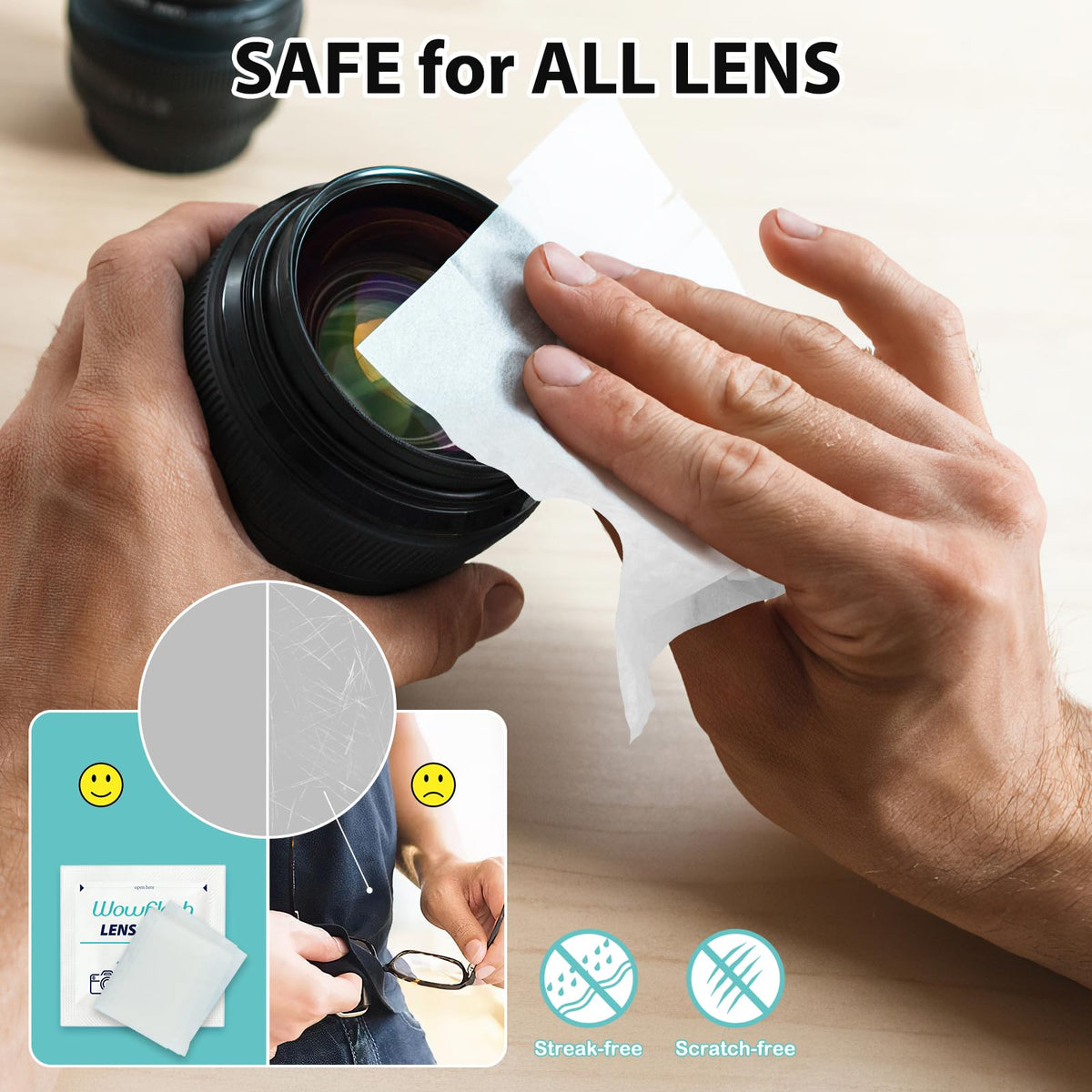 400 Count Lens Wipes for Eyeglasses, Eyeglass Lens Cleaning Wipes Pre-moistened Individually Wrapped Sracth-Free Streak-Free Eye Glasses Cleaner Wipes