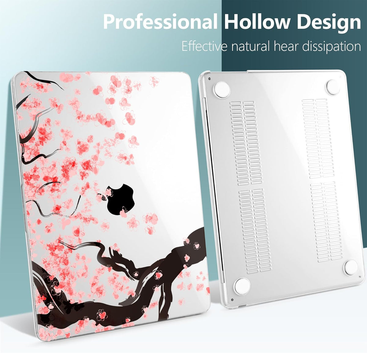 TWOLSKOO for M4 MacBook Air 13.6 inch Case 2025-2022 Release M4 A3240 M3 A3113 M2 A2681, Plastic Hard Shell & Screen Protector & Keyboard Cover & Trackpad Film, Cherry Blossoms