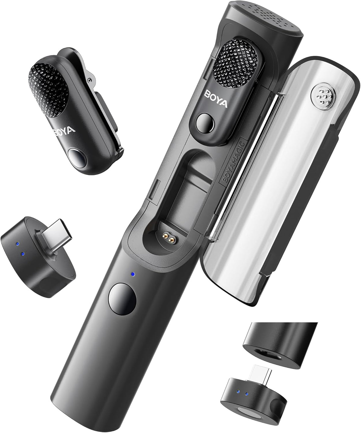 BOYA Magic-05 Wireless Lavalier Microphone, 30Hrs Battery,328FT Los Range, Safety Track &Limiter, Ai Noise Reduction USB-C Wireless Lapel Mini Mic for Android iPhone 16/15 Audio Video Live Broadcast
