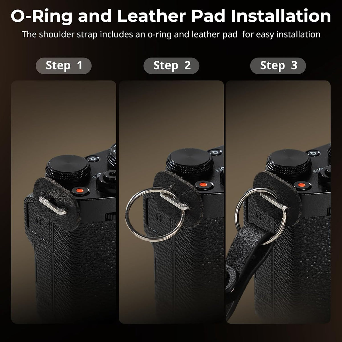 Adjustable Braided Shoulder Strap for Cameras with O-Ring and Leather Pad - SmallRig