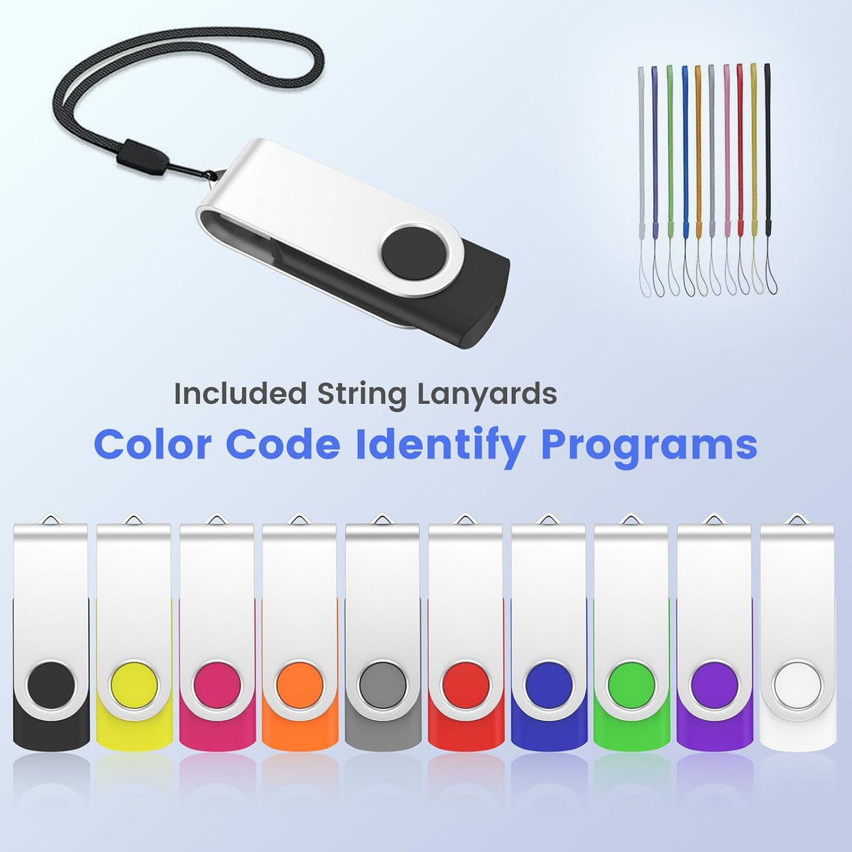 ABLAZE 1GB USB Flash Drive 100 Pack, USB 2.0 Thumb Drives Bulk Memory Sticks Pendrives 100PCS (Mixcolors)
