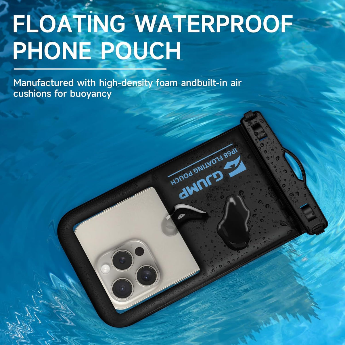 2 Pack Floating Waterproof Phone Pouch, Up to 8.3" IP68 Cellphone Dry Bag Compatible for iPhone 16 15 14 13 Pro Max Samsung Galaxy, Essential for Beach Cruise Ship (Blue*2)