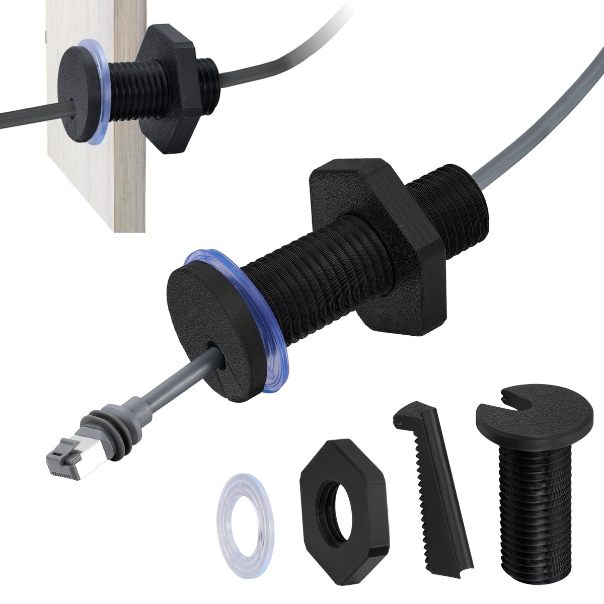 Dikiwodark 2Pcs RV Cable Passthrough for Starlink mini, RV Cable Grommet Compatible with Starlink, Ethernet, Coax, Water-Resistant and Anti-Drop RV Cable Routing (Black, 75mm/2pcs)