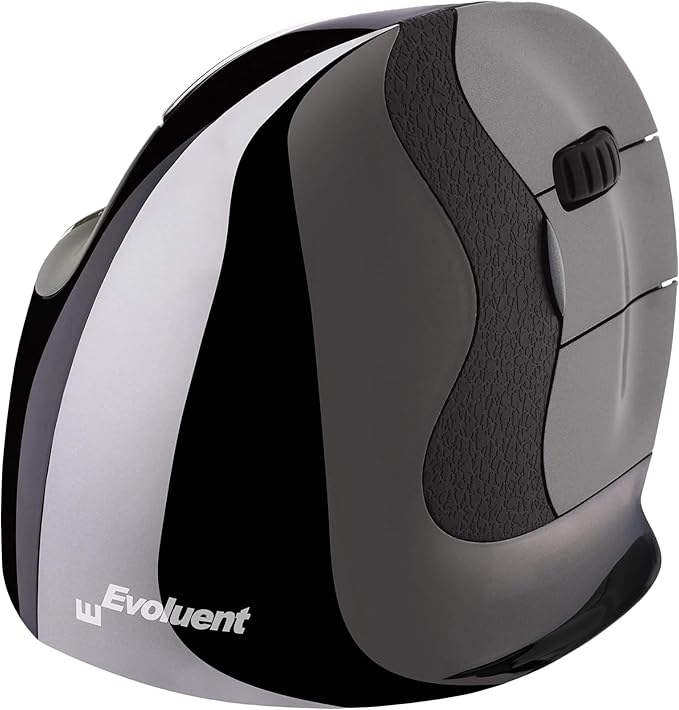 Evoluent – Inventor of The Vertical Mouse – VMDLW Ergonomic Vertical Mouse Right Hand Large USB Wireless Sculpted for Comfort Reduces Wrist Strain 4 Speeds 6 Customizable Buttons in Windows