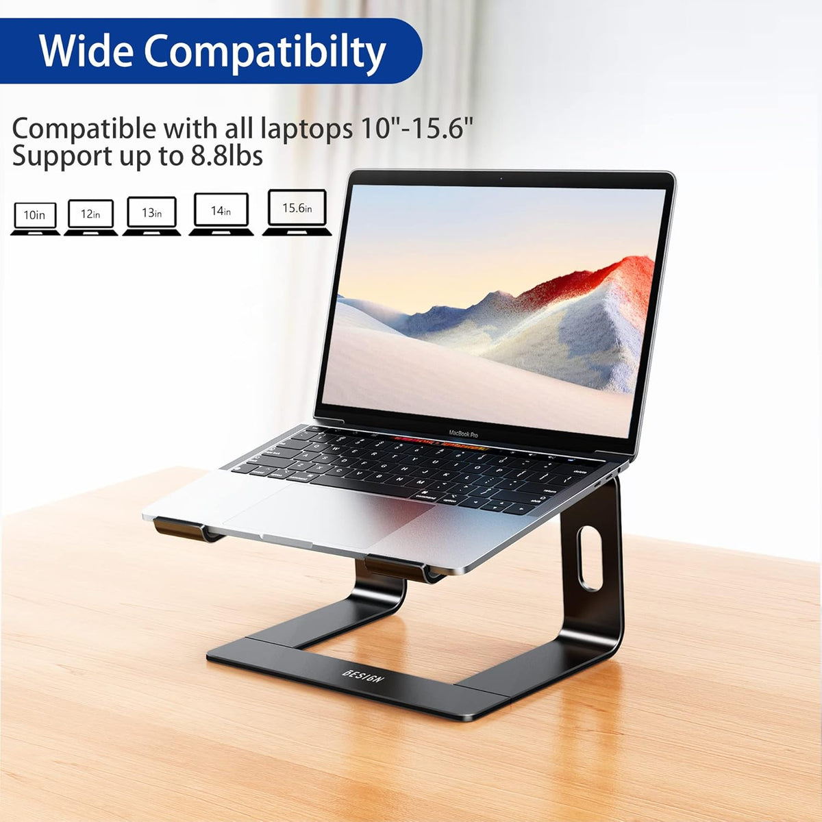 BESIGN LS03 10-15.6" Aluminum Laptop Stand, Ergonomic Detachable Computer Stand, Notebook Riser, Laptop Mount