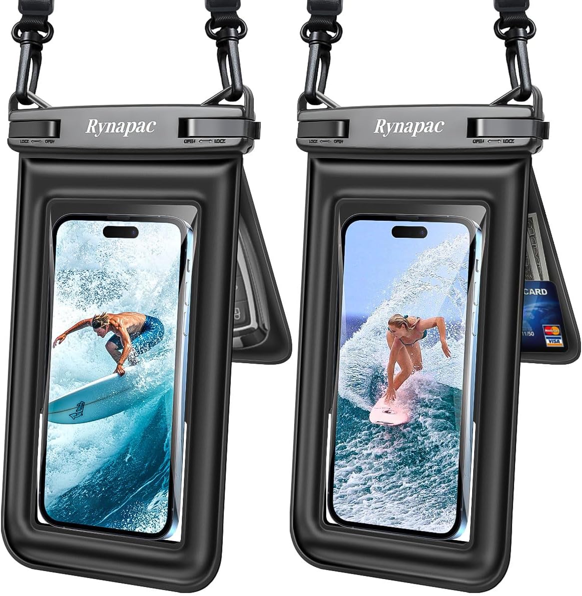 [Up to 8.5''] Waterproof Phone Pouch Floating, Double Bags Waterproof Phone Case with Lanyard for iPhone 16 15 Pro Max, Galaxy S25 S24 Ultra, IPX8 Cellphone Dry Bag Beach Cruise Ship Essentials 2 Pack